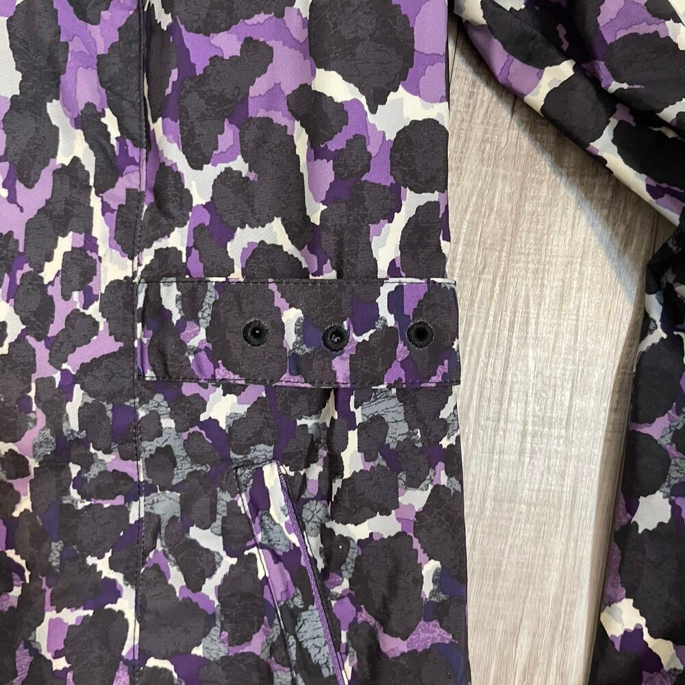 Chico’s Zenergy Women’s Medium Rain Jacket Purple Black Zip Up Lightweight - Picture 14 of 15